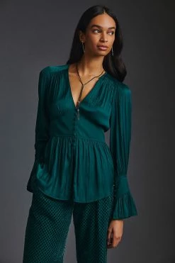 Brand new ???? By Anthropologie Deep-V Tunic GREEN ???? -PAIGE-shop unnamed file 3104