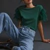 Outlet ???? Lea & Viola Tulle-Sleeve Top GREEN ???? -PAIGE-shop unnamed file 3126