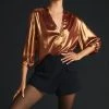 Top 10 ???? By Anthropologie Metallic Foil Blouse BRONZE ???? -PAIGE-shop unnamed file 3132