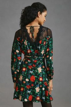 Cheapest ???? By Anthropologie Lacy V-Neck Mini ???? Dress BLACK MOTIF ???? -PAIGE-shop unnamed file 3150