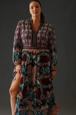 Deals ???? Bhanuni By Jyoti Patterned Maxi ???? Dress WINE ???? -PAIGE-shop unnamed file 3166