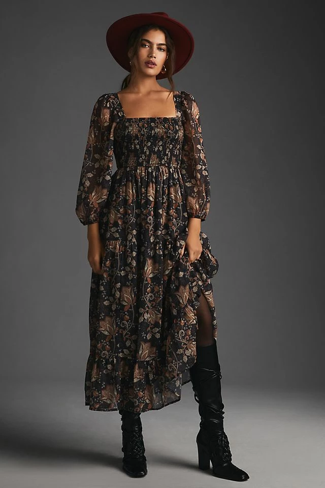 Let Me Be Square-Neck Smocked Maxi Dress Flash Sale ???? Let Me Be Square-Neck Smocked Maxi ???? Dress MEDIUM ORANGE ???? -PAIGE-shop unnamed file 3171