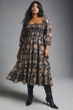 Flash Sale ???? Let Me Be Square-Neck Smocked Maxi ???? Dress MEDIUM ORANGE ???? 6 Flash Sale ???? Let Me Be Square-Neck Smocked Maxi ???? Dress MEDIUM ORANGE ???? -PAIGE-shop unnamed file 3175