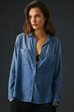 Flash Sale ???? Cloth & Stone Chambray Buttondown ???? Shirt DENIM LIGHT ✔️ -PAIGE-shop unnamed file 3186