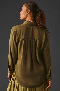 Best Sale ❤️ By Anthropologie Buttondown ???? Shirt GREEN ???? -PAIGE-shop unnamed file 3199