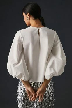 Best Sale ⌛ Sunday In Brooklyn Balloon-Sleeve Blouse WHITE ???? -PAIGE-shop unnamed file 3201