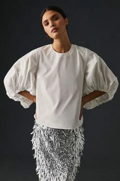 Best Sale ⌛ Sunday In Brooklyn Balloon-Sleeve Blouse WHITE ???? -PAIGE-shop unnamed file 3202