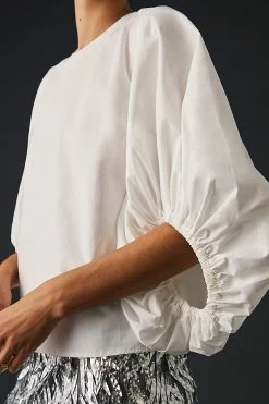 Best Sale ⌛ Sunday In Brooklyn Balloon-Sleeve Blouse WHITE ???? -PAIGE-shop unnamed file 3203
