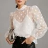 Hot Sale ๐ Flat White Sheer Polka-Dot Blouse WHITE ๐ 2 Hot Sale ๐ Flat White Sheer Polka-Dot Blouse WHITE ๐ -PAIGE-shop unnamed file 3212