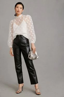Hot Sale ???? Flat White Sheer Polka-Dot Blouse WHITE ???? -PAIGE-shop unnamed file 3215
