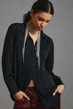 Brand new 👏 By Anthropologie Tuxedo Blouse BLACK 👏 -PAIGE-shop unnamed file 3224