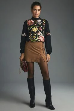 Coupon 👏 Tiny Embroidered Floral Knit Blouse BLACK 😉 -PAIGE-shop unnamed file 3238