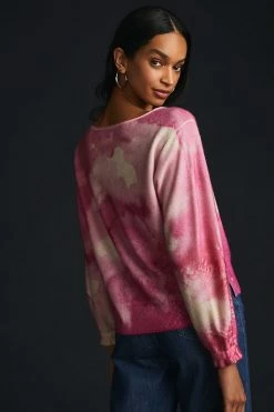 Discount ⌛ By Anthropologie Printed Cashmere Sweater PINK COMBO ⭐ -PAIGE-shop unnamed file 3251