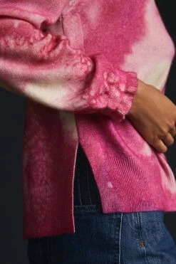 Discount ⌛ By Anthropologie Printed Cashmere Sweater PINK COMBO ⭐ -PAIGE-shop unnamed file 3253