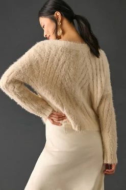 Coupon ???? By Anthropologie Eyelash Cable-Knit Sweater IVORY COLORBLOCK ✔️ -PAIGE-shop unnamed file 3268