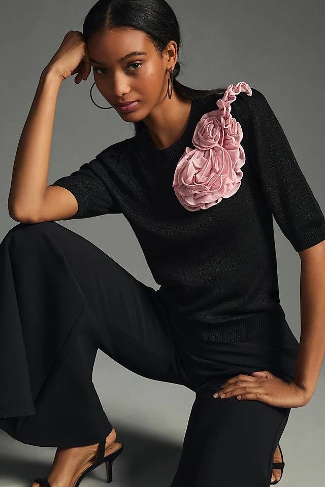 Maeve Floral Appliqué Sweater Cheapest ???? Maeve Floral Appliqué Sweater BLACK ???? -PAIGE-shop unnamed file 3271