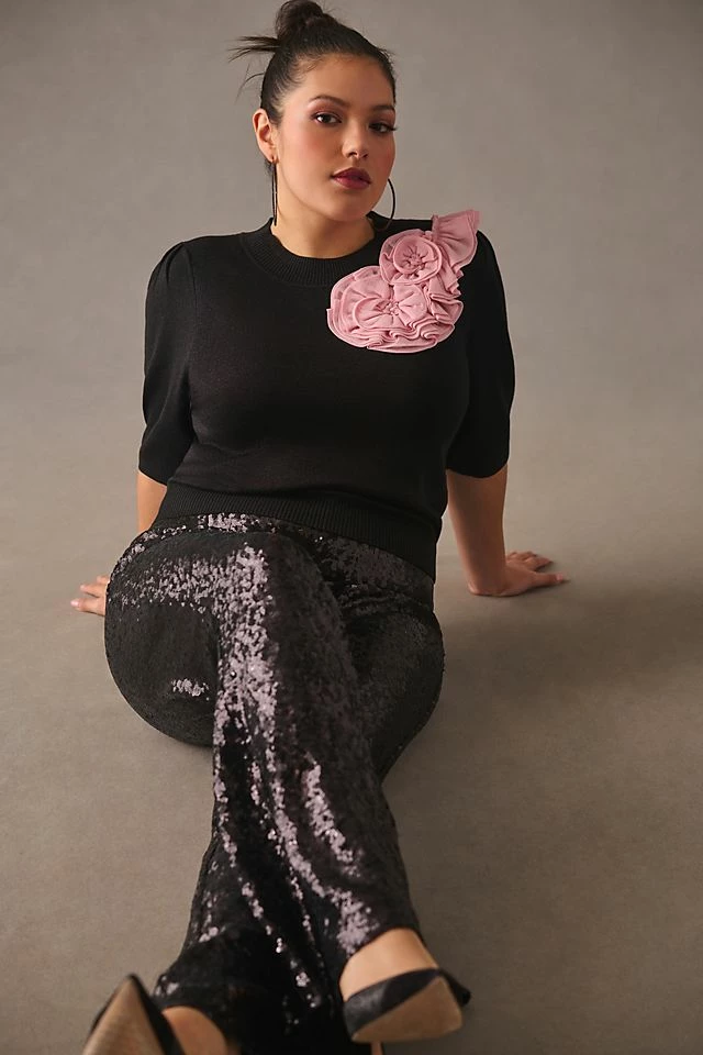 Maeve Floral Appliqué Sweater Cheapest ???? Maeve Floral Appliqué Sweater BLACK ???? -PAIGE-shop unnamed file 3275