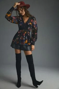 Best Pirce ???? Maeve Open-Back Tunic BLACK MOTIF ????