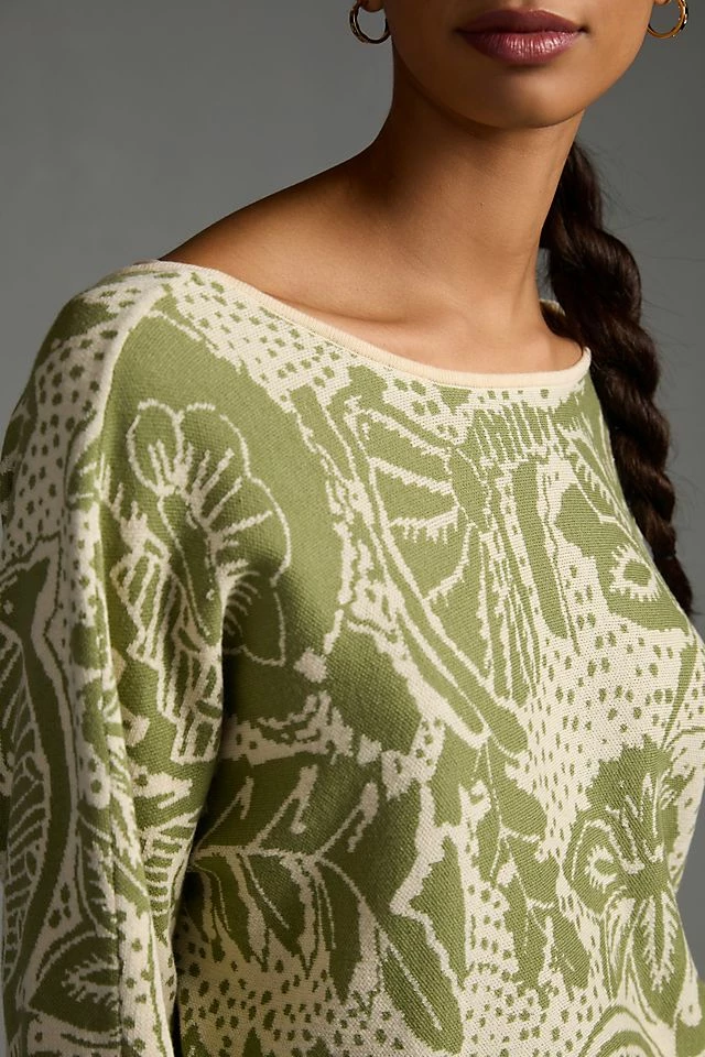 Daily Practice by Anthropologie Hazy Daze Pullover Sweater Flash Sale ✨ Daily Practice By Anthropologie Hazy Daze Pullover Sweater GREEN MOTIF ???? -PAIGE-shop unnamed file 33