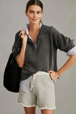 Buy ✔️ Daily Practice By Anthropologie Quarter Zip Pullover BLACK ????