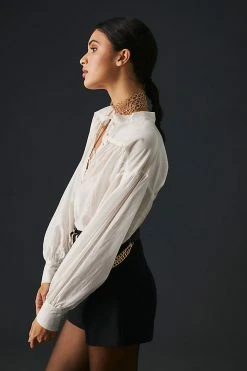 Buy ???? Sunday In Brooklyn Henley Blouse WHITE ⭐ -PAIGE-shop unnamed file 3322