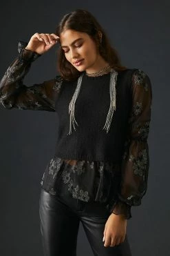 Wholesale 🔥 By Anthropologie Layered Sweater Vest BLACK 🔥