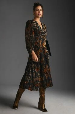 Deals ???? Hutch Velvet Wrap ???? Dress BLACK MOTIF ???? -PAIGE-shop unnamed file 3354