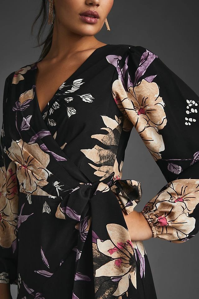 Hutch Long-Sleeve Wrap Dress Best Pirce ???? Hutch Long-Sleeve Wrap ???? Dress BLACK MOTIF ???? -PAIGE-shop unnamed file 3367