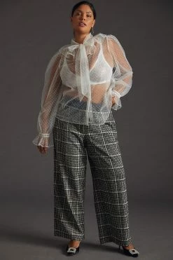 Best deal ???? Dolan Left Coast DOLAN Sheer Tie-Neck Blouse WHITE ???? -PAIGE-shop unnamed file 3384