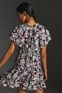 Best deal ???? By Anthropologie Robin Tiered Mini ???? Dress WINE ???? -PAIGE-shop unnamed file 3397