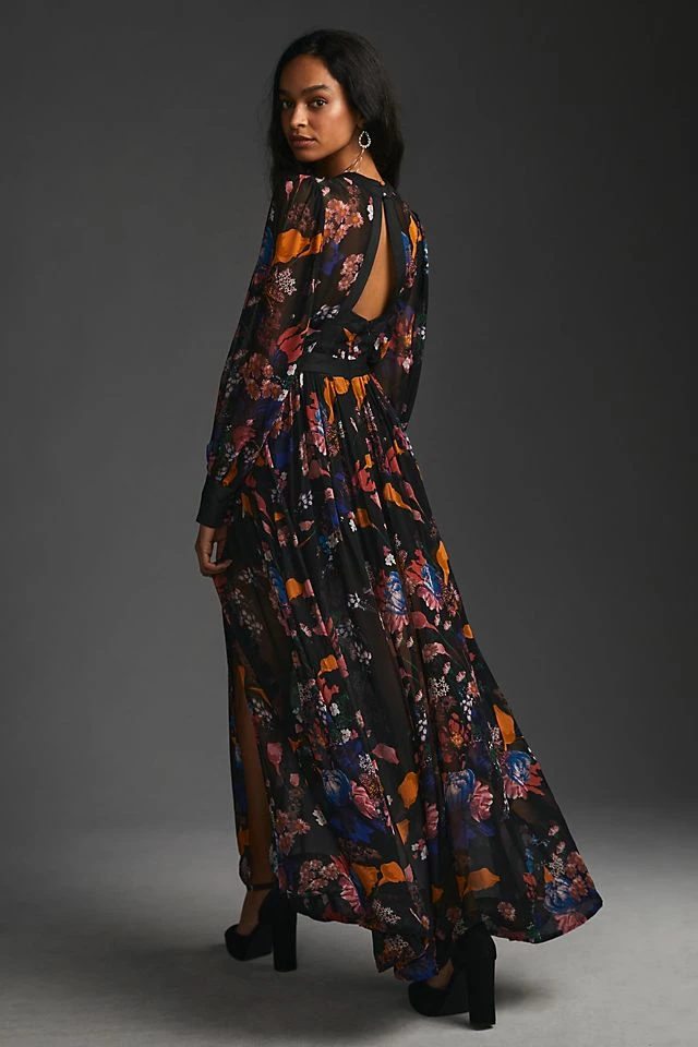 Maeve Deep-V Printed Maxi Dress Outlet ???? Maeve Deep-V Printed Maxi ???? Dress BLACK MOTIF ???? -PAIGE-shop unnamed file 3401