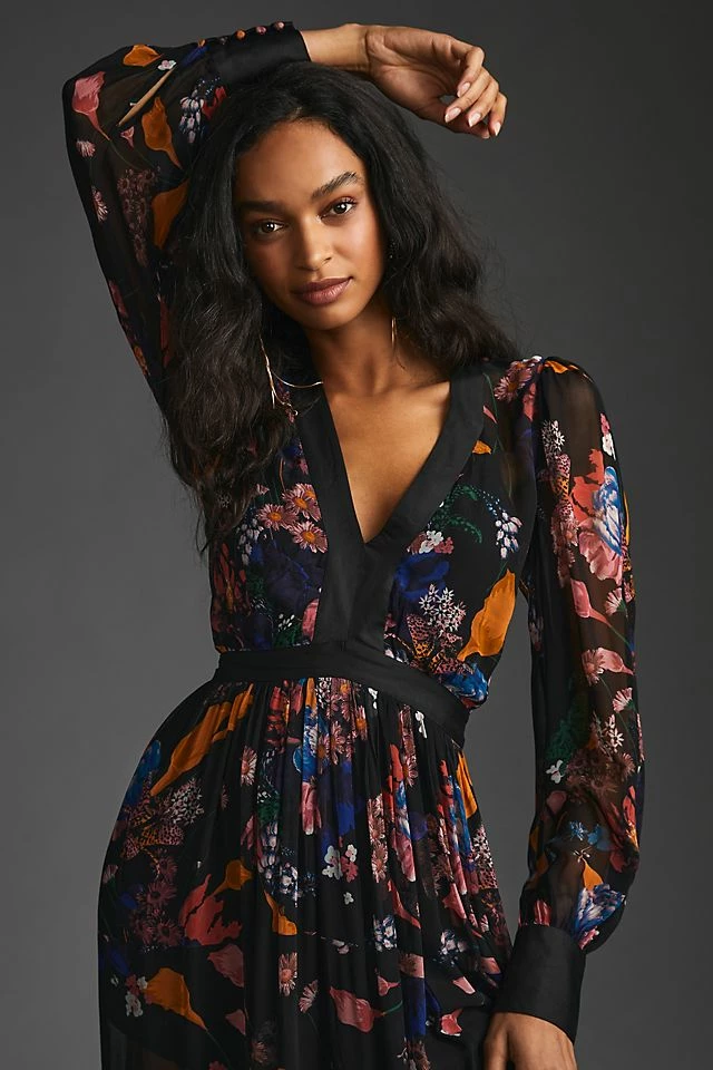 Maeve Deep-V Printed Maxi Dress Outlet ???? Maeve Deep-V Printed Maxi ???? Dress BLACK MOTIF ???? -PAIGE-shop unnamed file 3403