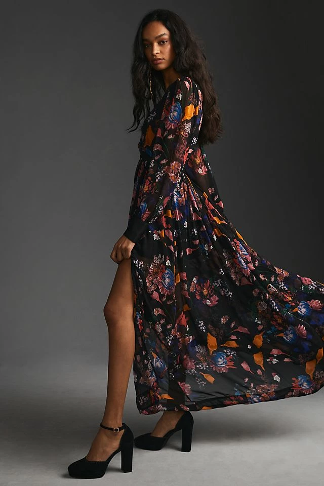 Maeve Deep-V Printed Maxi Dress Outlet ???? Maeve Deep-V Printed Maxi ???? Dress BLACK MOTIF ???? -PAIGE-shop unnamed file 3404