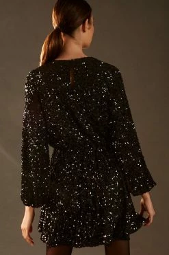 Cheapest ⭐ Sunday In Brooklyn Balloon-Sleeve Mini ???? Dress BLACK ✨ -PAIGE-shop unnamed file 3407