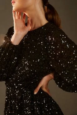 Cheapest ⭐ Sunday In Brooklyn Balloon-Sleeve Mini ???? Dress BLACK ✨ -PAIGE-shop unnamed file 3409