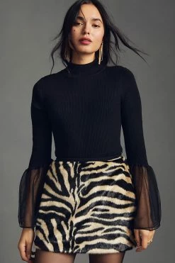 Best deal 👍 By Anthropologie Tulle-Cuffed Sweater BLACK 🥰