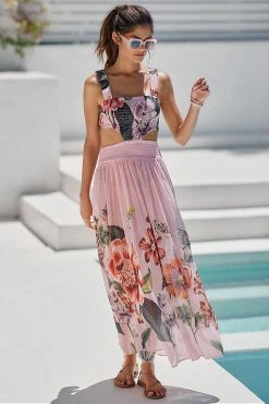 Discount ???? By Anthropologie Floral Cutout Maxi ???? Dress PINK ???? -PAIGE-shop unnamed file 3424
