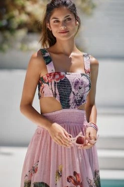 Discount ???? By Anthropologie Floral Cutout Maxi ???? Dress PINK ???? -PAIGE-shop unnamed file 3425