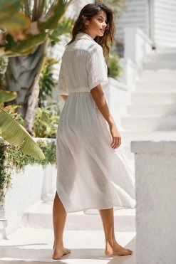 Best Sale ???? By Anthropologie Preppy ???? Shirt ???? Dress IVORY ???? -PAIGE-shop unnamed file 3435