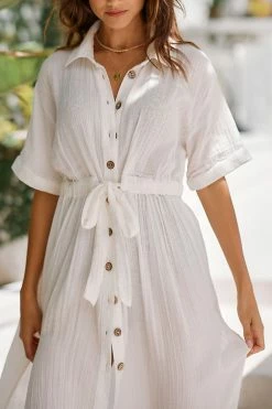 Best Sale ???? By Anthropologie Preppy ???? Shirt ???? Dress IVORY ???? -PAIGE-shop unnamed file 3436