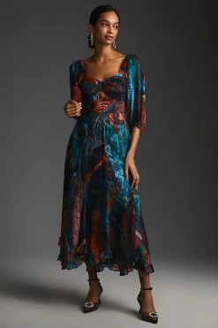 Discount ⌛ Hutch Puff-Sleeve Midi ???? Dress BLUE MOTIF ❤️ 3 Discount ⌛ Hutch Puff-Sleeve Midi ???? Dress BLUE MOTIF ❤️ -PAIGE-shop unnamed file 3468