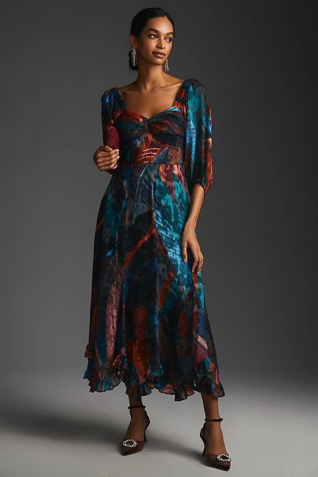 Hutch Puff-Sleeve Midi Dress Discount ⌛ Hutch Puff-Sleeve Midi ???? Dress BLUE MOTIF ❤️ -PAIGE-shop unnamed file 3468