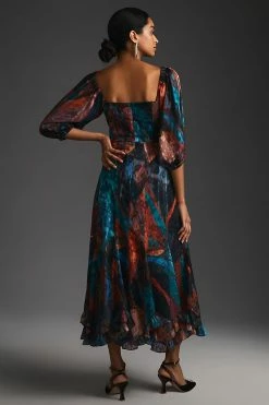 Discount ⌛ Hutch Puff-Sleeve Midi ???? Dress BLUE MOTIF ❤️ 4 Discount ⌛ Hutch Puff-Sleeve Midi ???? Dress BLUE MOTIF ❤️ -PAIGE-shop unnamed file 3469