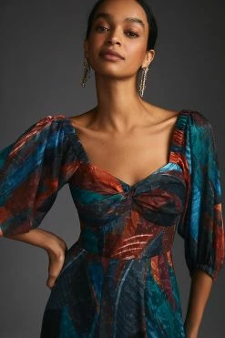 Discount ⌛ Hutch Puff-Sleeve Midi ???? Dress BLUE MOTIF ❤️ 5 Discount ⌛ Hutch Puff-Sleeve Midi ???? Dress BLUE MOTIF ❤️ -PAIGE-shop unnamed file 3470