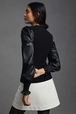 Buy ⌛ Dolan Left Coast DOLAN Faux Leather Top BLACK ???? -PAIGE-shop unnamed file 3481