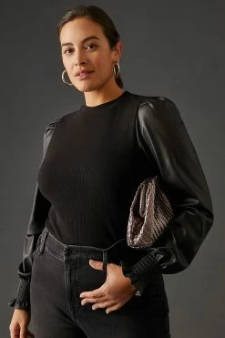 Buy ⌛ Dolan Left Coast DOLAN Faux Leather Top BLACK ???? -PAIGE-shop unnamed file 3483