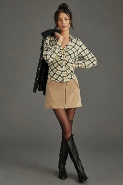 Outlet ???? Pilcro Ruched ???? Shirt NEUTRAL MOTIF ???? -PAIGE-shop unnamed file 3515