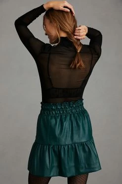 Top 10 ???? The Somerset Collection By Anthropologie The Somerset Faux Leather Mini ???? Skirt DARK GREEN ???? -PAIGE-shop unnamed file 3520