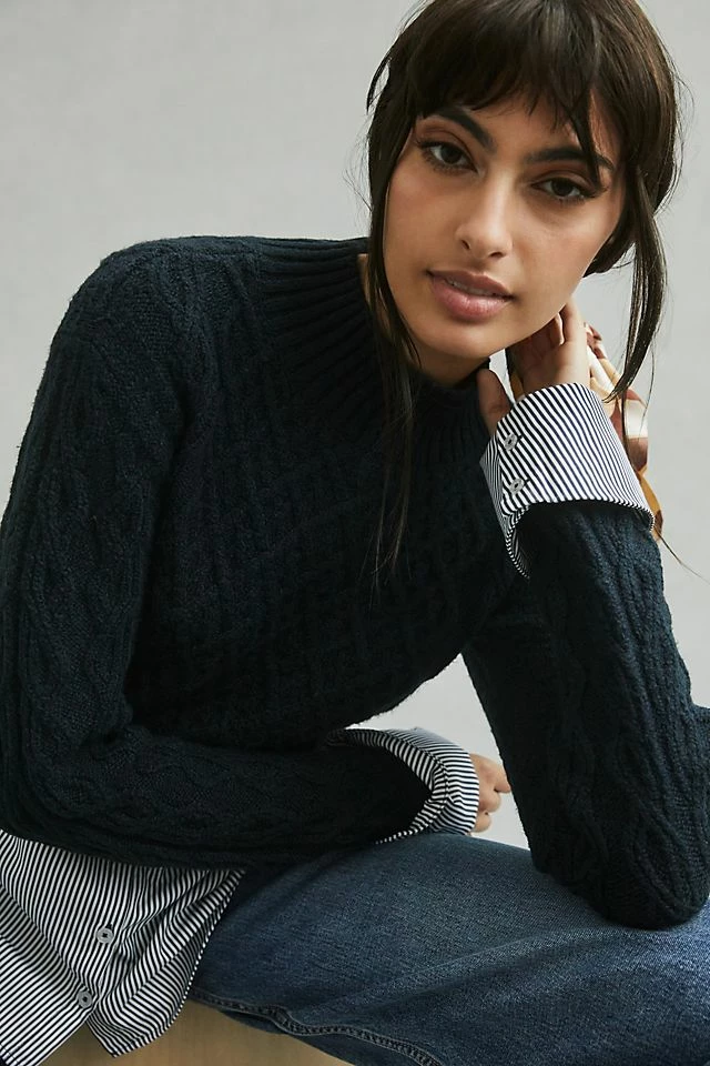 Maeve Cable-Knit Layered Sweater New ???? Maeve Cable-Knit Layered Sweater NAVY ???? -PAIGE-shop unnamed file 3521