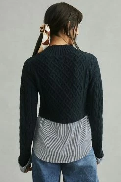 New ???? Maeve Cable-Knit Layered Sweater NAVY ???? 4 New ???? Maeve Cable-Knit Layered Sweater NAVY ???? -PAIGE-shop unnamed file 3523